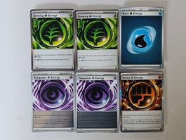 Pokemon Glitzer Sammelkarten  6x Energie Karten