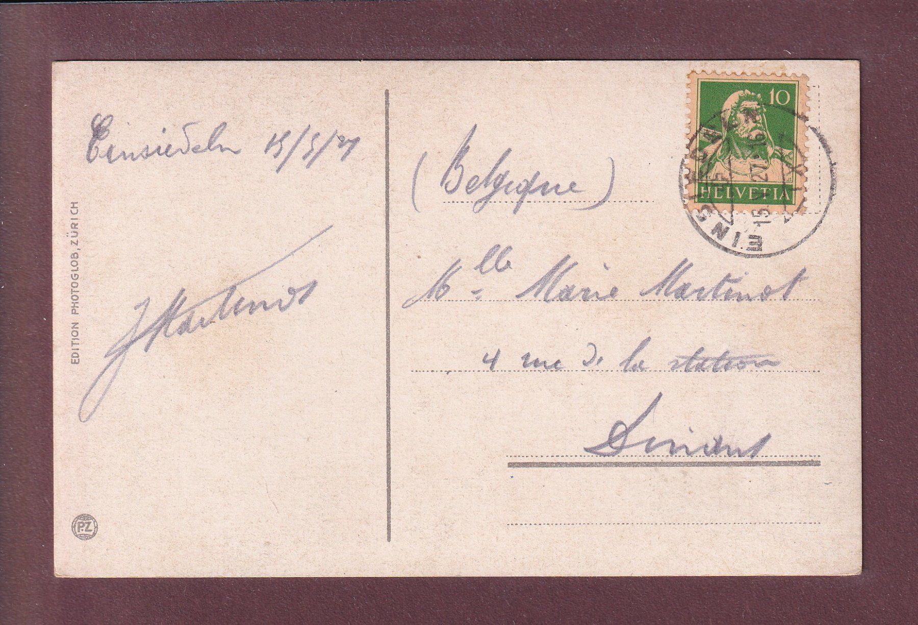Ansichtskarten: EINSIEDELN - Marienbrunnen - 1927 – Gebraucht aus Pully von nicecards 1