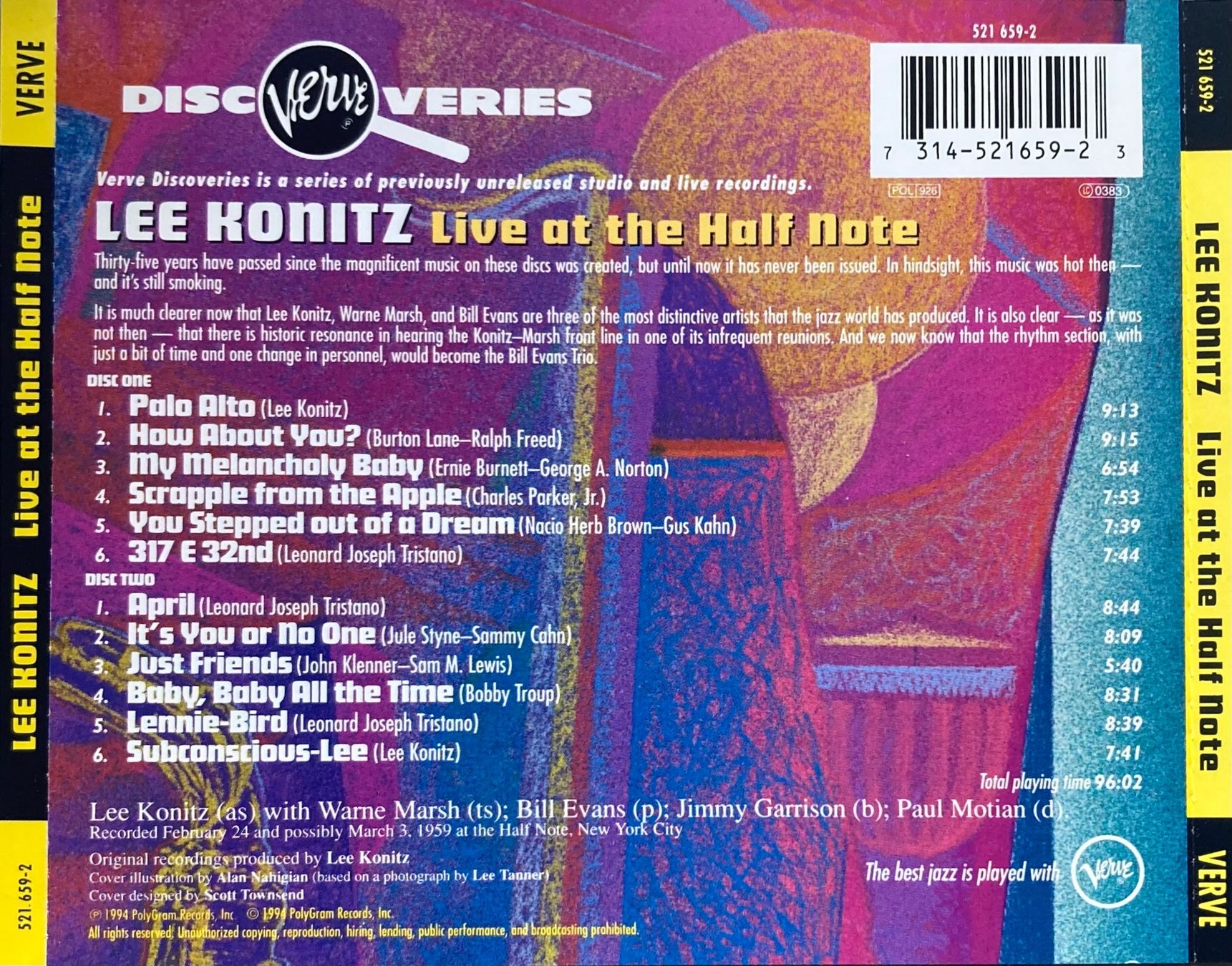 Vinyles: LEE KONITZ - LIVE AT THE HALF NOTE – D'occasion à Poliez-Pittet par Newtown-Records 1