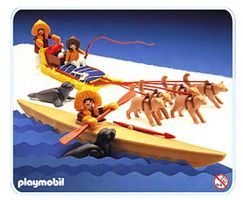 Playmobil 3466 Eskimos Schlitten Kajak, Rarität von 1985