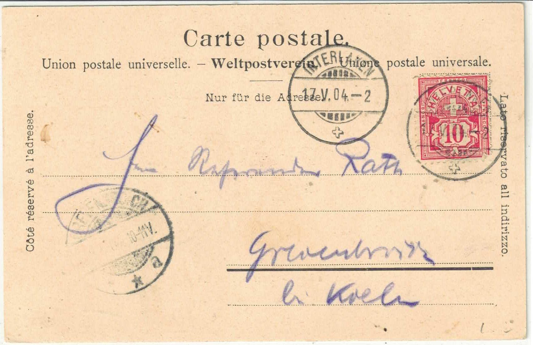 Cartoline postali: Jungfraubahn - Eiger und Mönch 1904 – Usato da Ettingen venduto da Kartenplanet 1