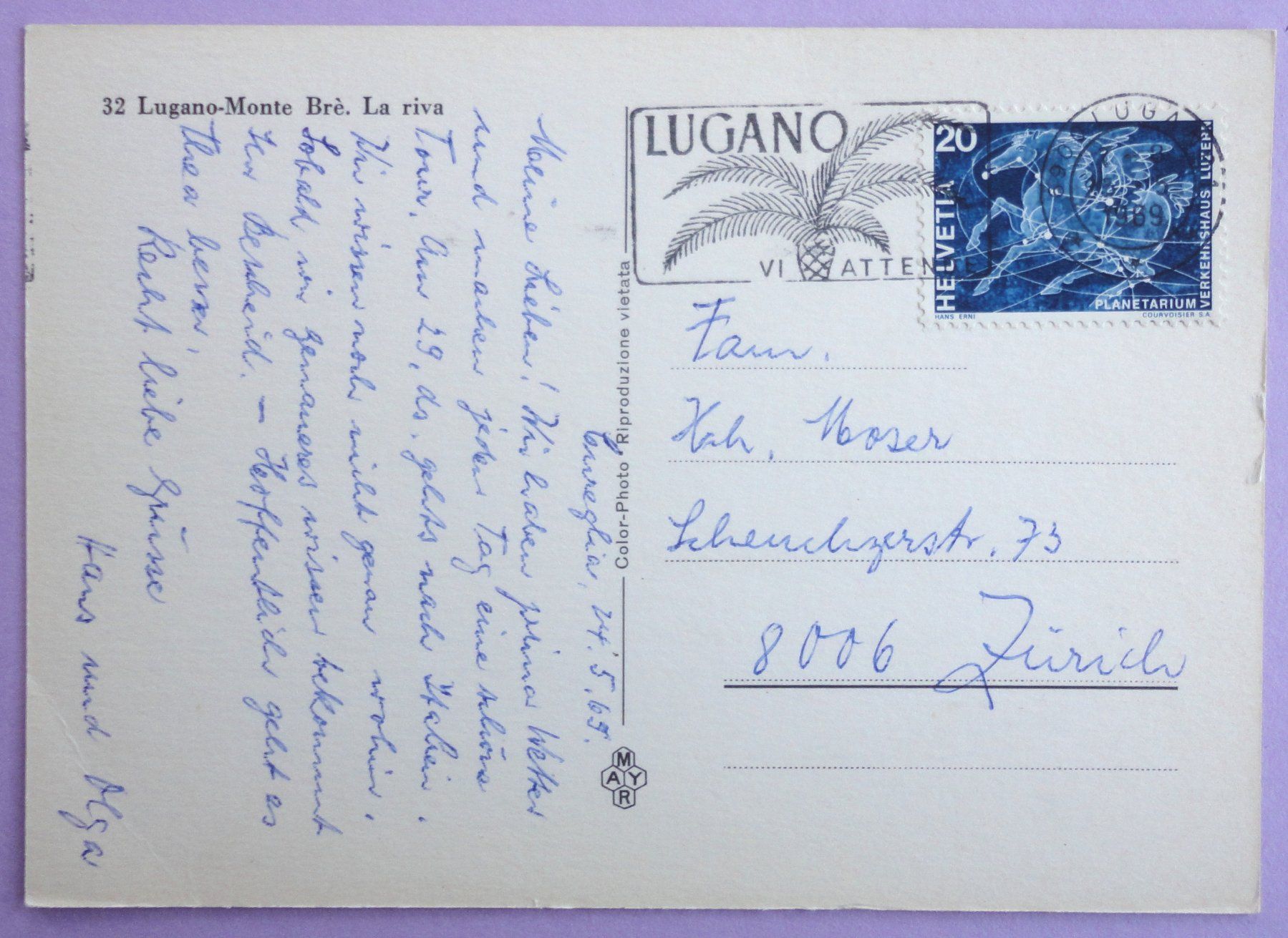 Cartoline postali: Lugano - Monte Brè, La riva – Usato da Fétigny venduto da Billy2miny 1