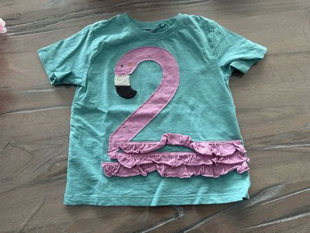 T-Shirt Next Flamingo grün Grösse 92/98 guter Zustand