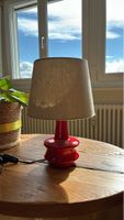Tischleuchte Schweizer Keramik rot mit Lampenschirm vintage