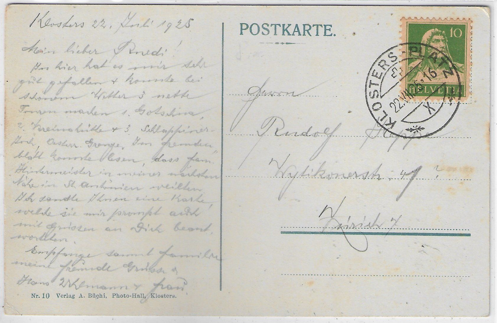 Cartoline postali: Klosters - Mönchalpbach - Litho – Usato da Ettingen venduto da Kartenplanet 1