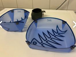 2 Fozzils Schalen blau mit Fischgrat Muster, Fressnapf