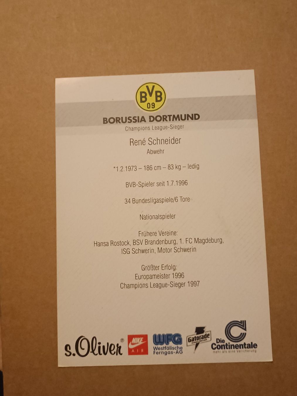 Autografi: René Schneider - BVB 97/98- Champions Edition – Usato da Menziken venduto da Artographs 1