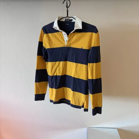 Polo Ralph Lauren Rugby Shirt Yellow Navy Size M