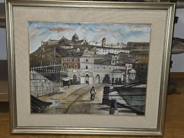Gemälde "Ancona Antica" 1989, gerahmt signiert