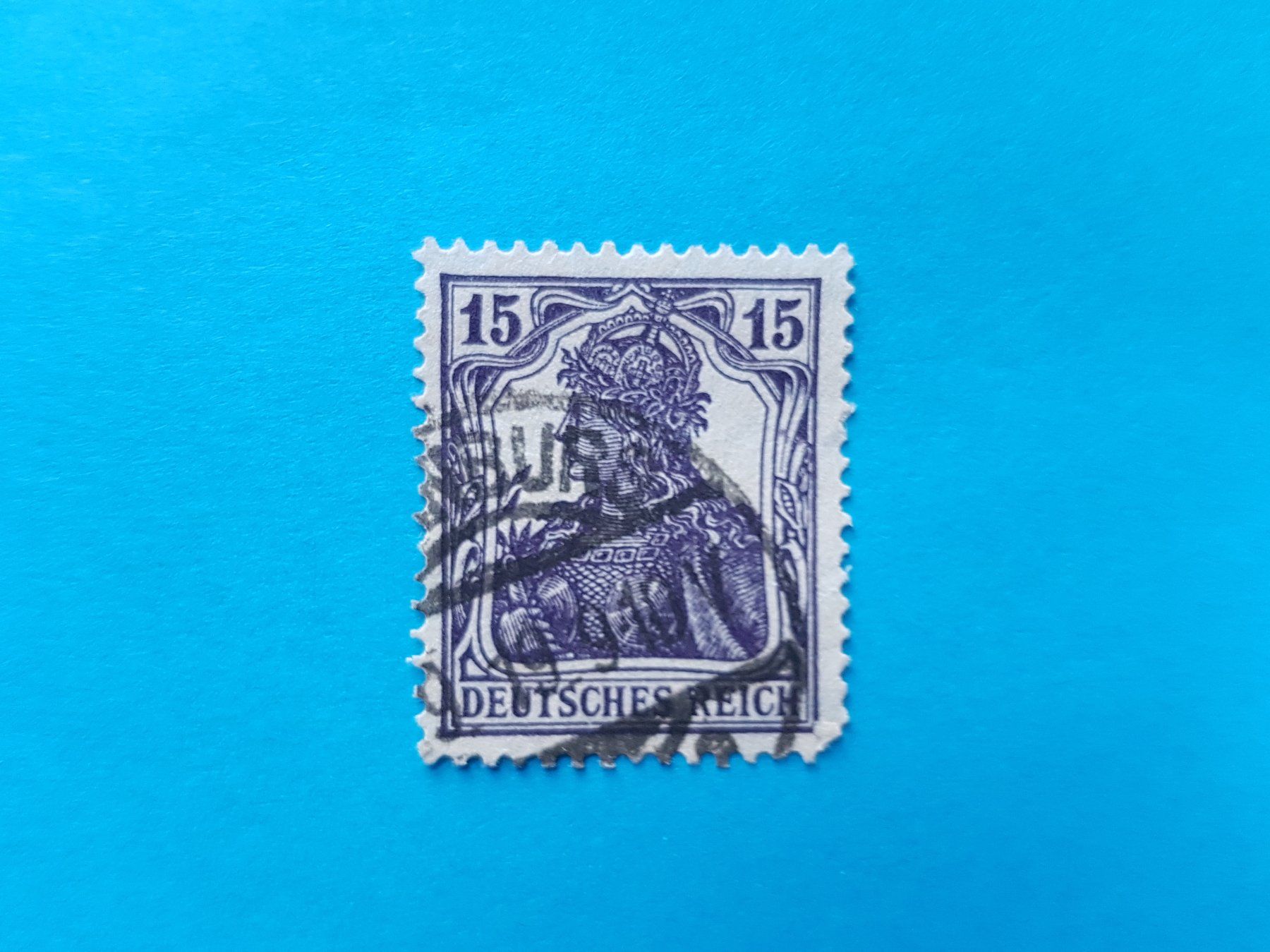 Tutti i francobolli: 15 Reichspfennig - DR - Germania - 1917 – Usato da Reinach BL venduto da Dexy62