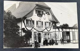 Täuffelen (Biel) Restaurant/Tanksäule, Haltestelle, 1926
