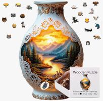 Wooden-Puzzle-Holzpuzzle-Landschaft-Flasche-Familie 15x15cm