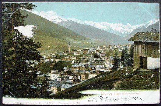 Ansichtskarten: DAVOS gegen das Tinzenhorn 1903 – Gebraucht aus Jona von philajona
