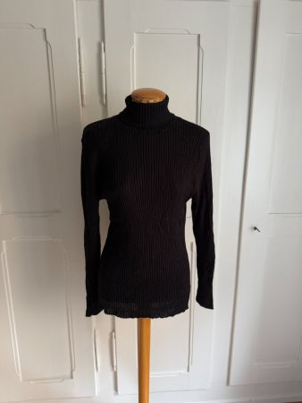 Rollkragenpullover schwarz gerippt L