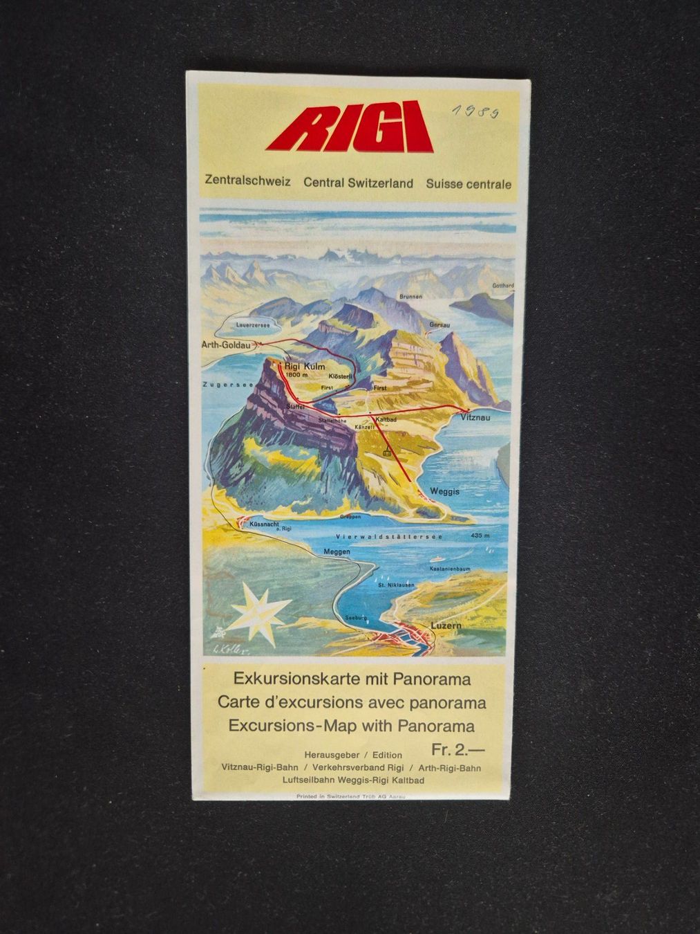 Cartoline: Rigi Exkursionskarte mit Panorama 2006 gefaltet – Usato da Langendorf venduto da zvonu161