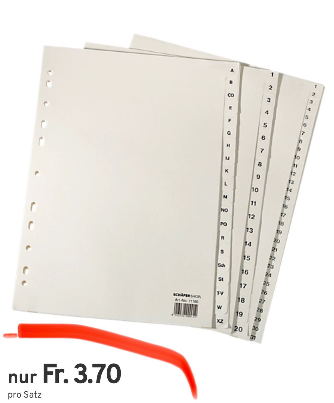 Raccoglitori: 16P. neue Papier-Register A4, einzeln, DIN A4 1-31 – Nuovo e nell'imballaggio originale da Necker venduto da liq24 3