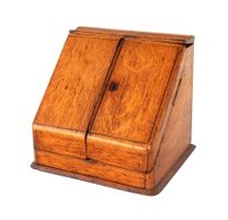 Antike, viktorianische Schreibbox aus Eiche, um 1870