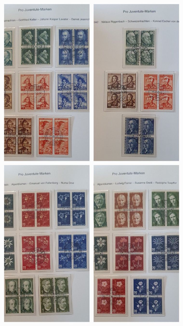 Alle Briefmarken: Pro Juventute 4er Block Sammlung 1913 - 2009 – Gebraucht aus Kreuzlingen von Rschweiz1 7