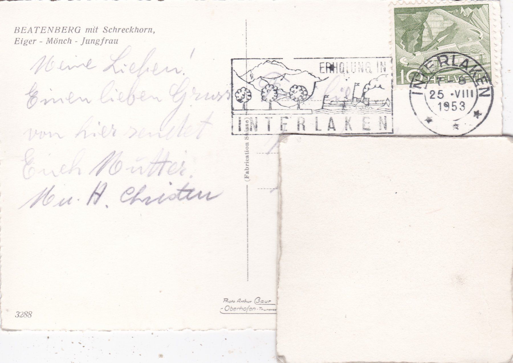 Ansichtskarten: Beatenberg 1953 – Gebraucht aus Herisau von Lisegrat2008 1