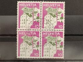 1973 Graubünden Viererblock Vollstempel