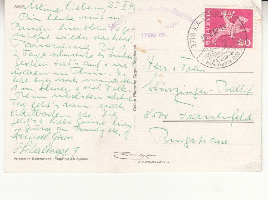 Cartes postales: Kandersteg 1969 – D'occasion à Bürglen TG par StampGraf 1