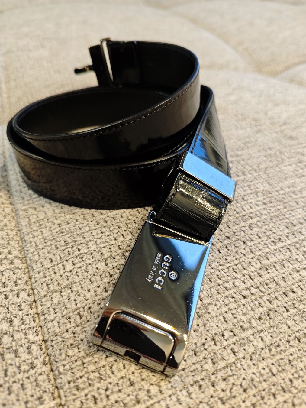 Gucci Cinture: Gucci Belt Black Leather Silver Buckle Interlocking G 90cm – Usato da Zürich venduto da alu_dzr7 1