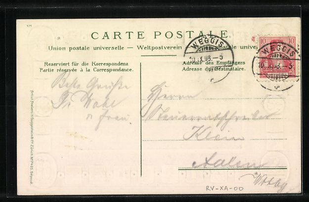 Cartoline postali: Weggis, Ortsansicht mit Wappen, Telldenk – Usato da Berlin venduto da bartko-reher 1