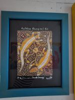 Bild Aboriginal Art Crocodile Dreaming ger. blau  60/50 cm