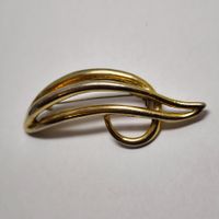 Vintage Napier Brosche Gold Abstrakt Schleife Welle #C3