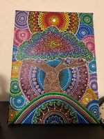 Acrylbild Lebensbaum Mandala Dotwork handbemalt 30x40 cm