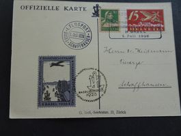 1.:JULI 1926, FLUGPOST BASEL/SCHAFFHAUSEN OFFIZIELLE KARTE