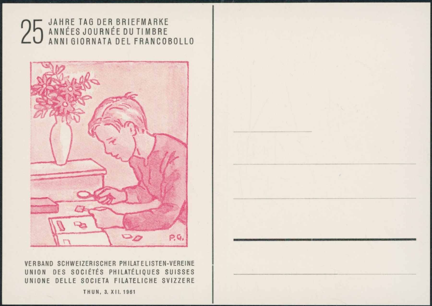Alle Briefmarken: 1961 - Tag der Briefmarke - Thun – Neu (gemäss Beschreibung) aus Schindellegi von leecollect 2
