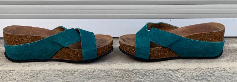 Merrell Damenschuhe: Superbe mule MERRELL cuir nubuck turquoise compensée n.37 – Gebraucht aus Martigny von only__you 6
