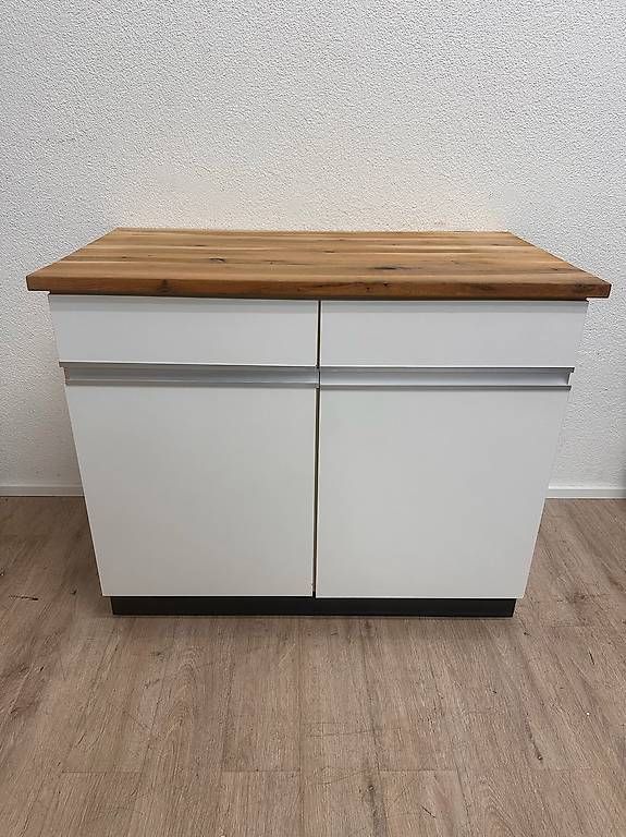 Kommoden: Küchen-Sideboard Weiß mit Holzabdeckung & Stauraum – Gebraucht aus Obernau von Arche_Noah_Brocki