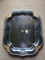 Antikes Serviertablett schwarz/gold mit schöner Verzierung