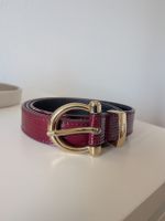 Cortefiel Women's Belt - Burgundy, Gold Buckle, Size M/L