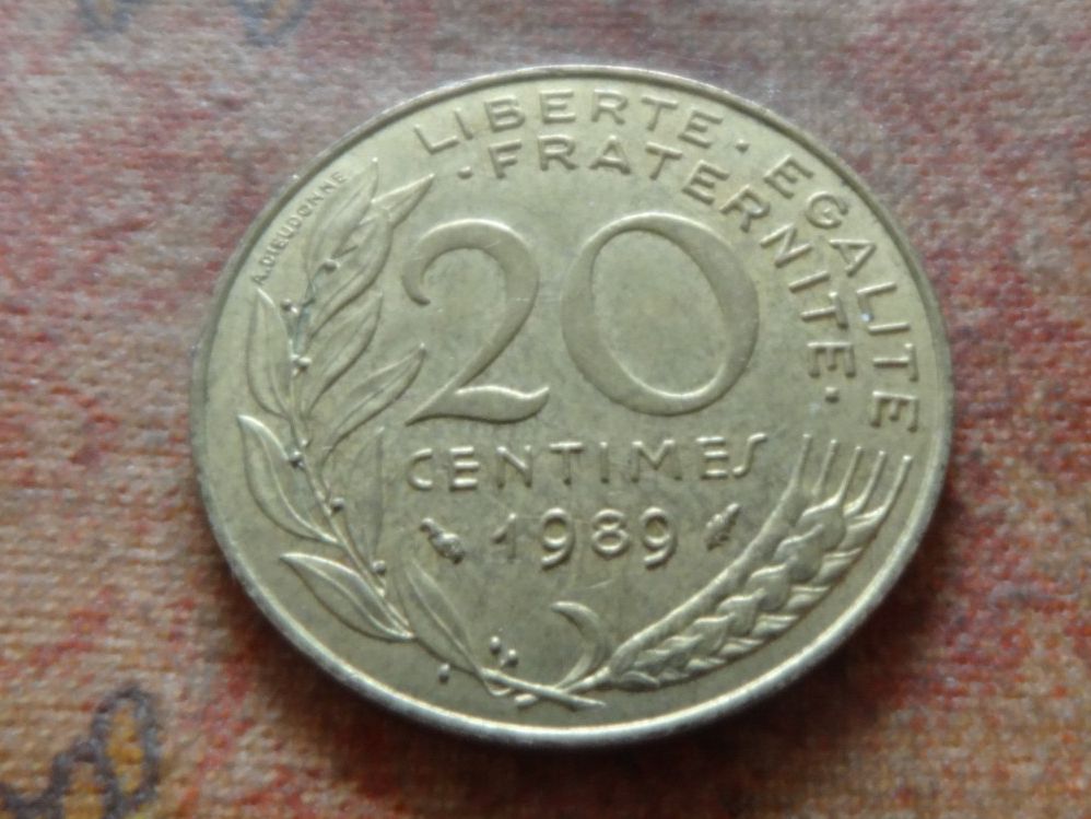 Tutti le monete: FRANCE  20 Centimes  1989  (P) – Usato da Romanel-sur-Lausanne venduto da Swift13