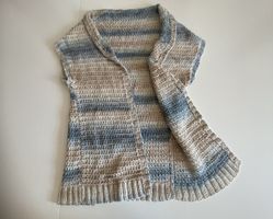Sommer Strickjacke Damen Gr. S/M beige blau gestreift