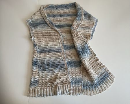 Sommer Strickjacke Damen Gr. S/M beige blau gestreift