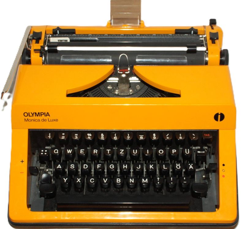 Schreibmaschine OLYMPIA Monica de Luxe (orange-gelb) +Koffer (Gebraucht ...
