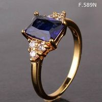 Goldener Damenring mit blauem Stein, neu! Gr. 55