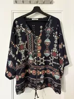 Kimono blau-gemustert, mit Reissverschluss