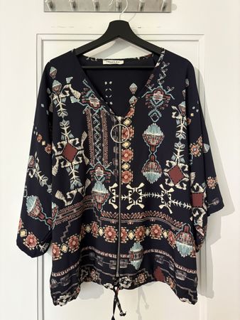Kimono blau-gemustert, mit Reissverschluss