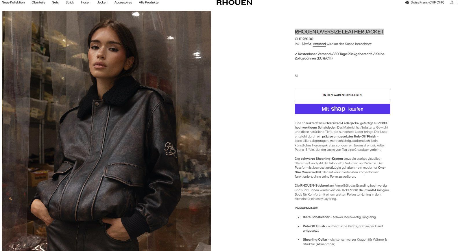 Vestes: RHOUEN OVERSIZE LEATHER JACKET – Neuf avec emballage d'origine à Winterthur par fad04 2