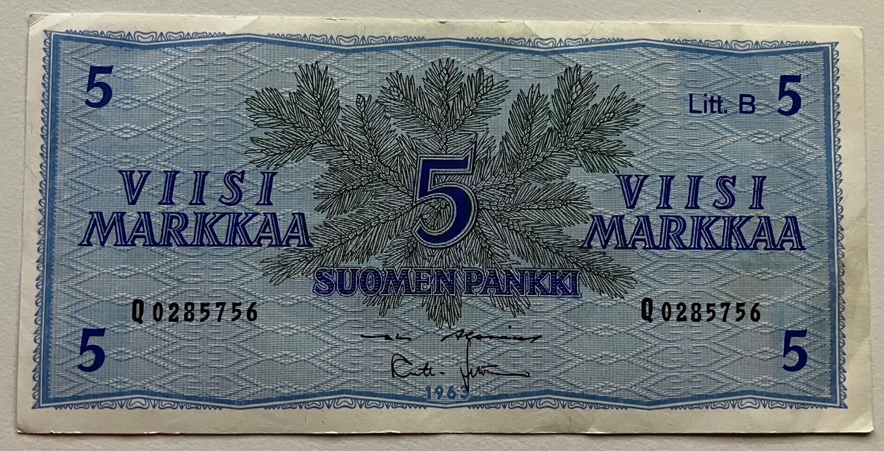 Banconote: Finnland 5 Markkaa 1963 – Usato da Algetshausen venduto da Carrhard
