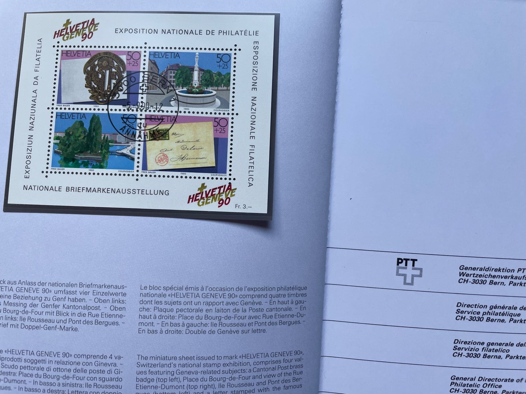 Tutti i francobolli: Carnet timb. 1990, prix poste 26.- SBK 67.- – Usato da Sonceboz-Sombeval venduto da Comment2 4