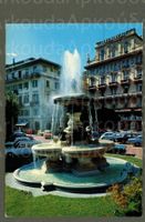 AK color Lugano TI Fontana Bossi,Via Dogana Vecchia ≈ 1980