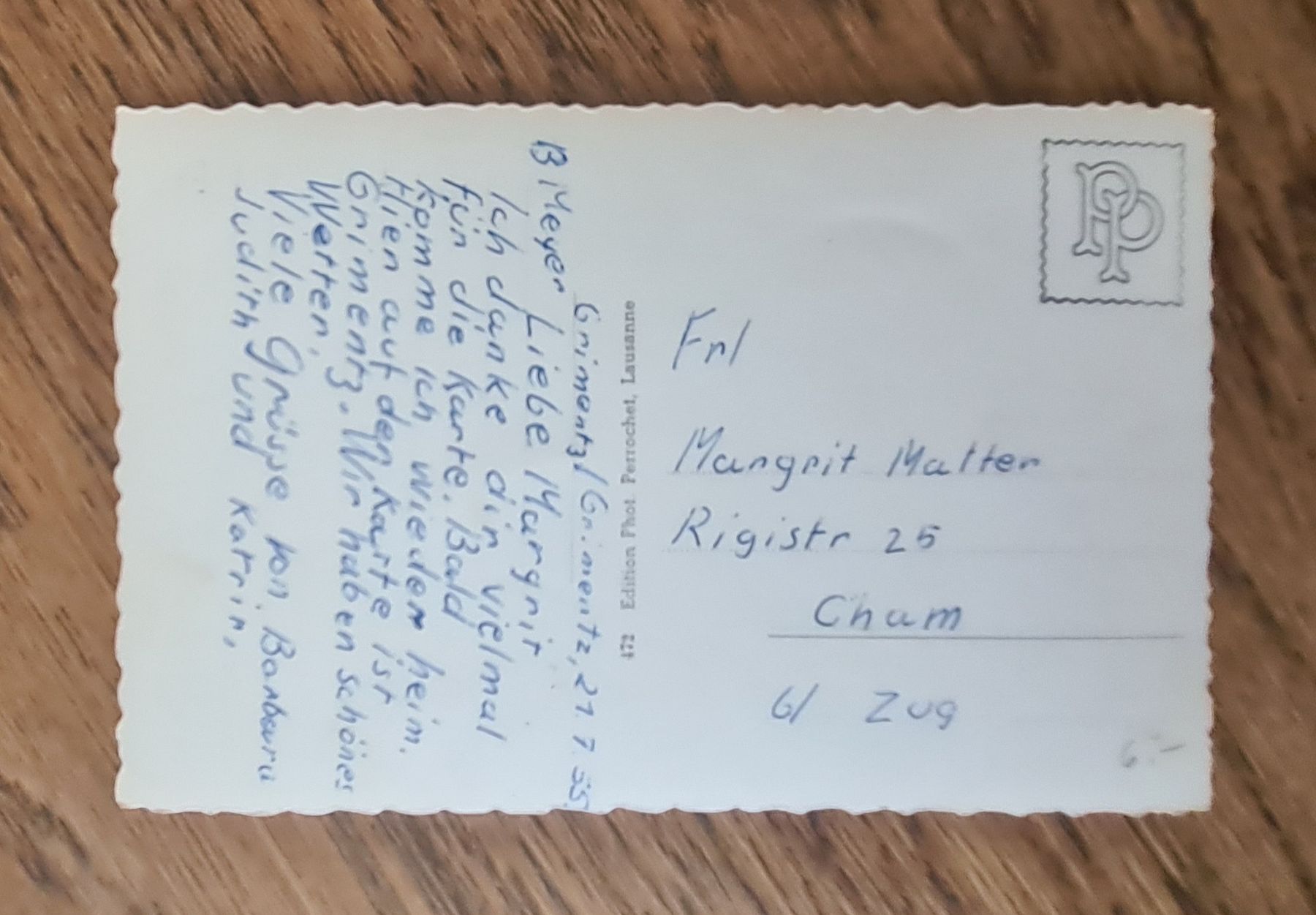 Cartoline postali: Un Bonjour de Grimentz 1955 – Usato da Ebikon venduto da Donar50 1