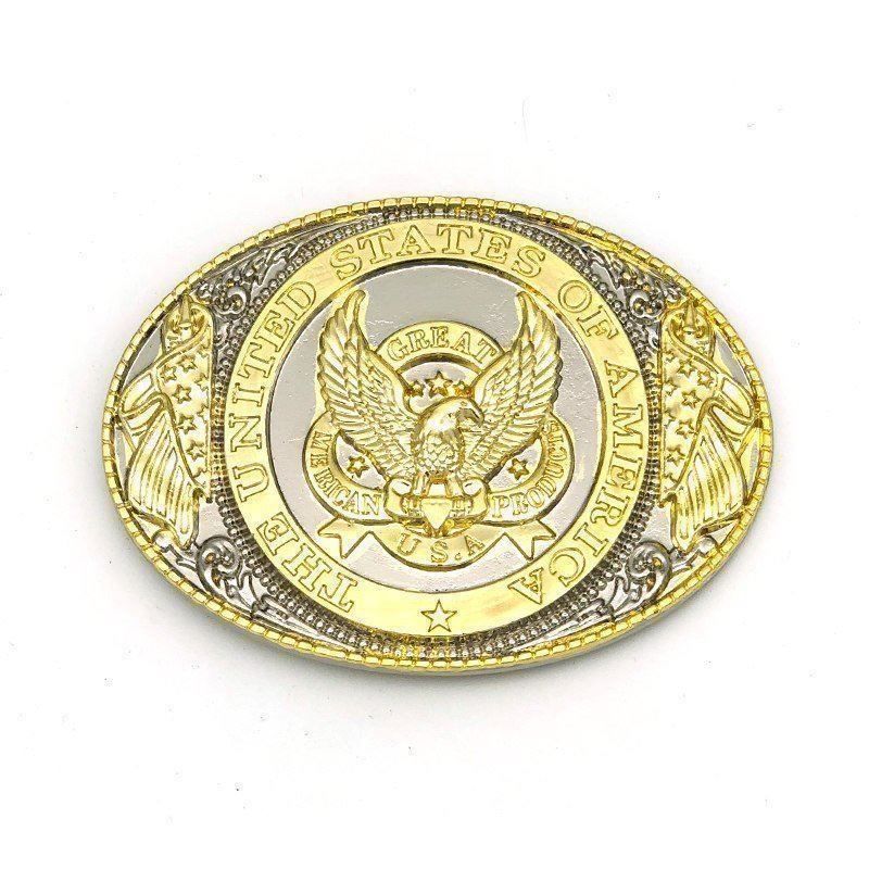 Gürtelschnallen: Metall Gürtelschnalle Gold EAGLE USA – Neu und originalverpackt aus Münchwilen TG von ecudos10