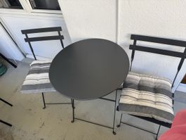 Balkon-/Bistro-Set mit 2 Stühlen – Schwarz